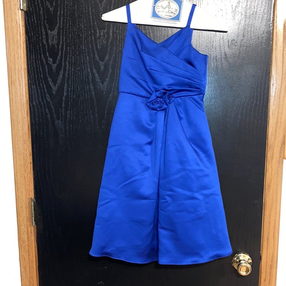 Girls satin royal blue dress